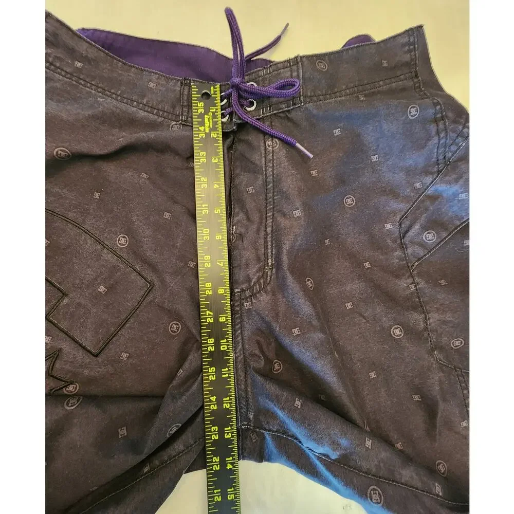 DC Men's Boardshorts SZ 36 Black Purple Y2K Skater Grunge
